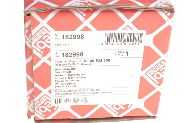Приводний вал FEBI 182998 Renault Kangoo 7711368573, 7711368631, 8200362060 - изображение 2
