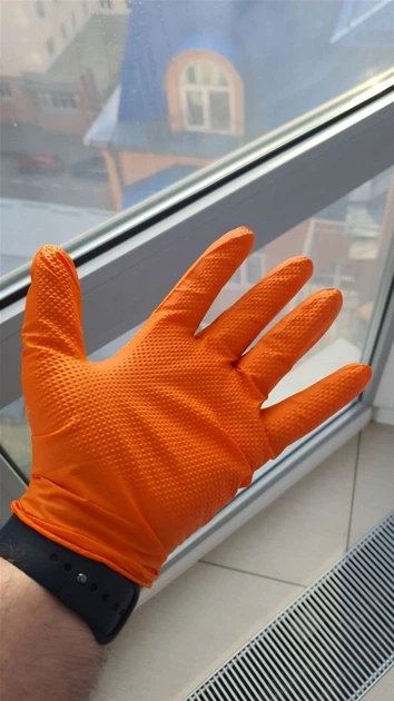 Перчатки нитриловые mediOk Diamond Grip размер 2XL 50 шт Оранжевые (4820261011708) - Фото 2 Перчатки нитриловые mediOk Diamond Grip размер 2XL 50 шт Оранжевые (4820261011708) - изображение 2