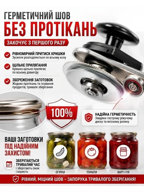 Закаточная машинка для консервирования банок ручная закатка автоматическая с подшипниковым механизмом ключ для закатки крышек - изображение 3