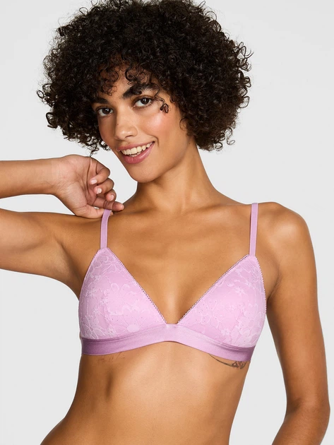 Комплект белья с пайетками Victoria's Secret Pink бюстгальтер и трусики тонг 1161149835 (Сиреневый L) - изображение 2