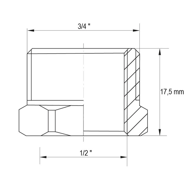 Футорка 1/2 "х3 / 4" Koer KF.F0608.WN без нікелю (KR2985) - зображення 3