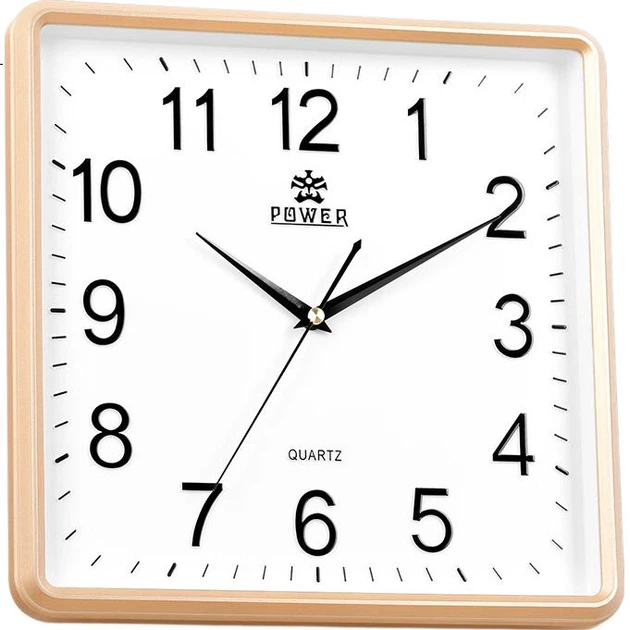 Часы настенные POWER Square минималистичные с 3D-буквами, 30 см, золотистые, BW23005A2 - Фото 3 Часы настенные POWER Square минималистичные с 3D-буквами, 30 см, золотистые, BW23005A2 - изображение 3