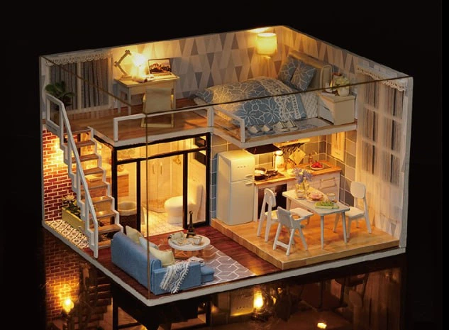 Румбокс Блакитні часи Інтер'єрний конструктор Roombox DIY House L-023 + купол - Фото 2 Румбокс Блакитні часи Інтер'єрний конструктор Roombox DIY House L-023 + купол - изображение 2