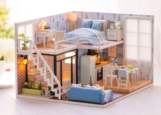 Румбокс Блакитні часи Інтер'єрний конструктор Roombox DIY House L-023 + купол - Фото 3 Румбокс Блакитні часи Інтер'єрний конструктор Roombox DIY House L-023 + купол - изображение 3
