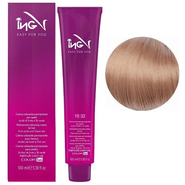 Крем-фарба професійна ING для волосся Colouring Cream 10/32 Платиновий блондин золотисто-фіолетовий 100 мл - Фото 1 Крем-фарба професійна ING для волосся Colouring Cream 10/32 Платиновий блондин золотисто-фіолетовий 100 мл - изображение 1