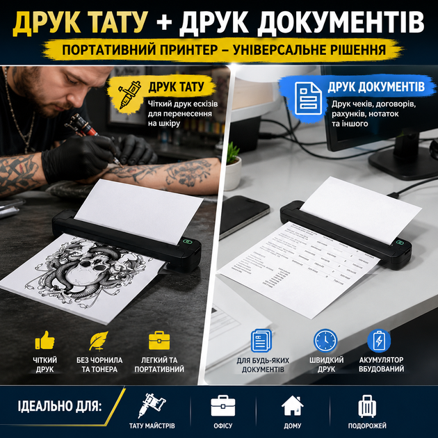 Принтер тату шаблонов Трансферный аккумуляторный принтер Портативный принтер термопечати документов - Фото 4 Принтер тату шаблонов Трансферный аккумуляторный принтер Портативный принтер термопечати документов - изображение 4