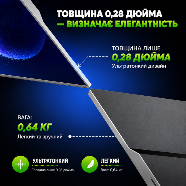 Монитор сенсорный портативный UPERFECТ E7 15.6" Переносной дополнительный монитор портативный экран внешний - изображение 3