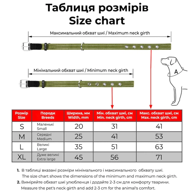 Брезентовий нашийник для собак Collar бавовняні тасьма подвійний зі світловідбиваючою ниткою 31-41 см 20 мм (6136) - зображення 7