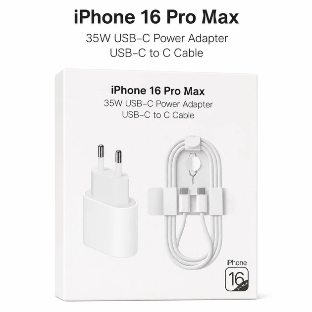 Быстрое Зарядное устройство 35W USB-C для iPhone комплект 35ВТ для быстрой зарядки + Кабель Type C на Type C - Фото 1 Быстрое Зарядное устройство 35W USB-C для iPhone комплект 35ВТ для быстрой зарядки + Кабель Type C на Type C - изображение 1