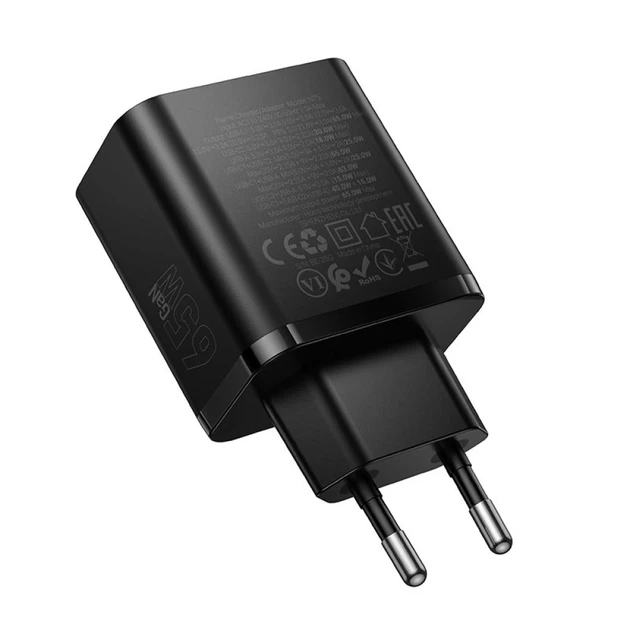 Сетевое зарядное устройство Hoco N75 2x USB-C + USB-A QC3.0 PD 65W Black (6942007673839) - изображение 6