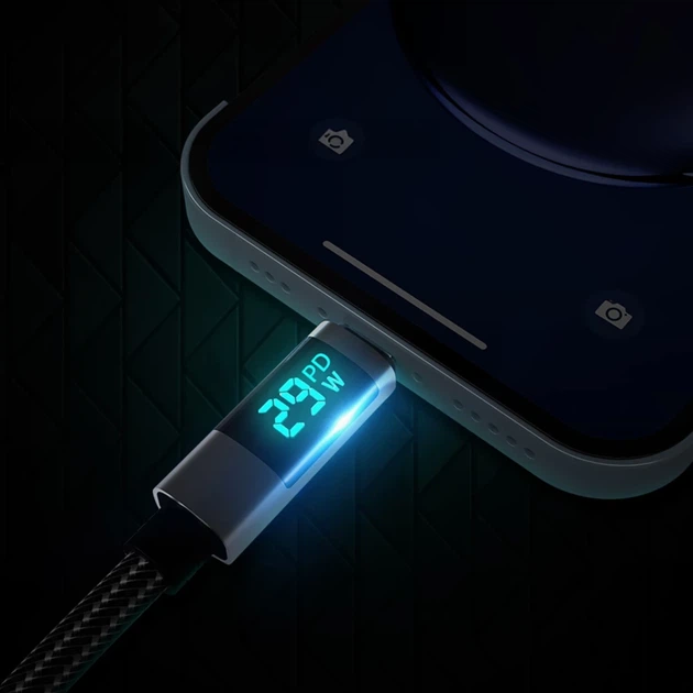 Кабель Orico LDC2L USB-C to Lightning PD 29W LED Display 2 м Black (6954301144878) - зображення 7