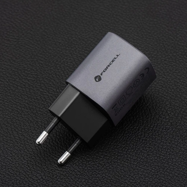 Сетевое зарядное устройство Forcell F-Energy GaN USB C + USB A QC4.0 PD 3A 33W Grey (5903396231438) - Фото 5 Сетевое зарядное устройство Forcell F-Energy GaN USB C + USB A QC4.0 PD 3A 33W Grey (5903396231438) - изображение 5