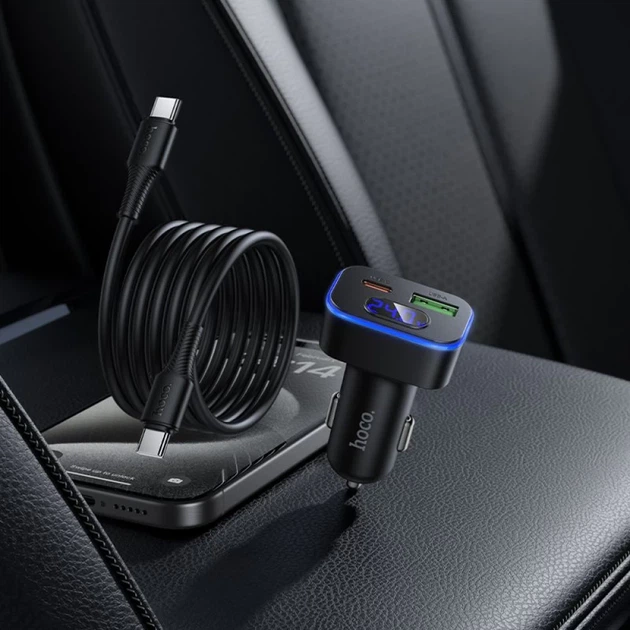 Автомобильное зарядное устройство Hoco Z63B USB A + USB C QC3.0 PD 48W + кабель USB C к C Black (6942007666251) - изображение 8