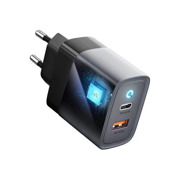 Сетевое зарядное устройство Forcell F-Energy GaN USB C + USB A QC4.0 PD 4A 45W Grey (5904596231440) - изображение 9