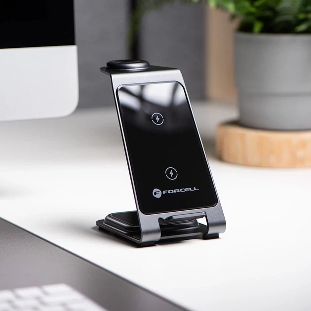 Беспроводное зарядное устройство Forcell F-Energy 3in1 Simply Charge для Apple Watch/Samsung Watch Grey (5903396384868) - изображение 6