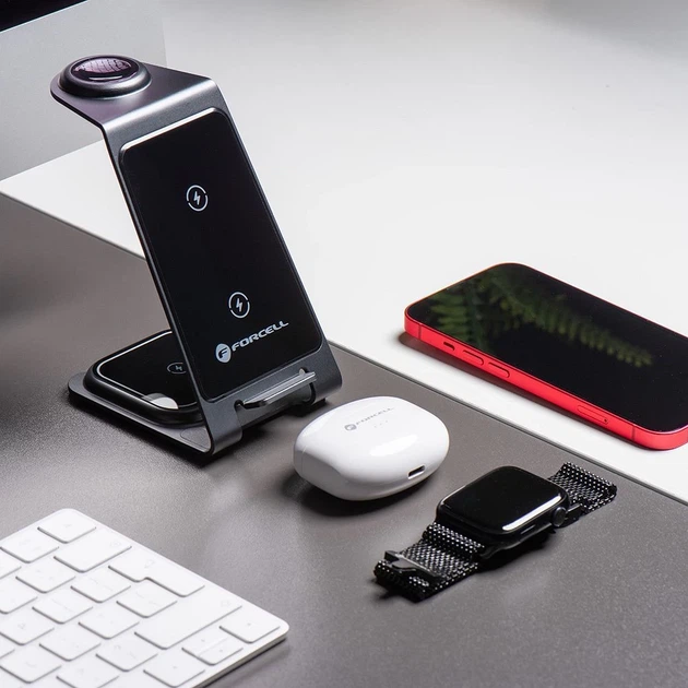 Беспроводное зарядное устройство Forcell F-Energy 3in1 Simply Charge для Apple Watch/Samsung Watch Grey (5903396384868) - изображение 7