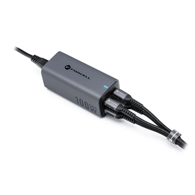 Зарядное устройство Forcell F-Energy GaN III 2 x USB C + 2 x USB A QC4.0 PD 5A 100W Grey (5903396299094) - изображение 8