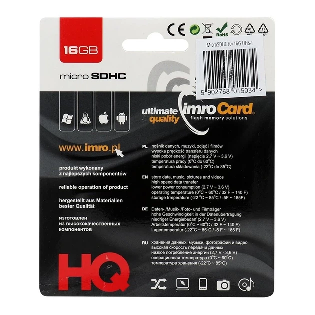 Карта памяти microSD 16GB Imro (5902768015034) - изображение 2