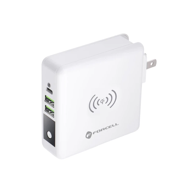 Многофункциональное зарядное устройство Forcell F-Energy 4в1 2 x USB A + USB C 15W + Power Bank 8000mAh + беспроводная зарядка White (5903396072475) - Фото 9 Многофункциональное зарядное устройство Forcell F-Energy 4в1 2 x USB A + USB C 15W + Power Bank 8000mAh + беспроводная зарядка White (5903396072475) - изображение 9