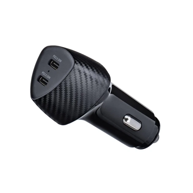 Автомобильное зарядное устройство Forcell F-Energy Carbon 2 x USB C QC3.0 PD 3A 40W Black (5903396133787) - изображение 3