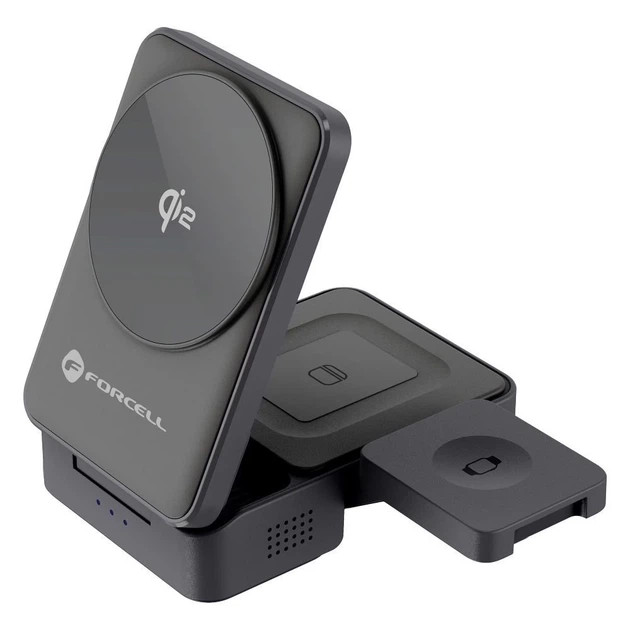 Беспроводная зарядка Forcell F-Energy 3в1 Flex Pro Qi2 совместимая с MagSafe F-05 Silver (5903396374180) - изображение 2