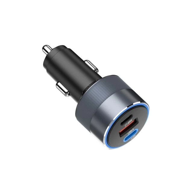 Автомобільний зарядний пристрій Forcell F-Energy Alu 2 x USB C + USB A QC4.0 PD SFC2.0 3A 85W Grey (5903396275746) - зображення 4