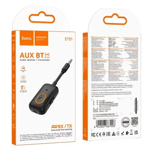 Аудиоадаптер HOCO E151 Graceful AUX Bluetooth аудиоприемник/передатчик Black - изображение 2