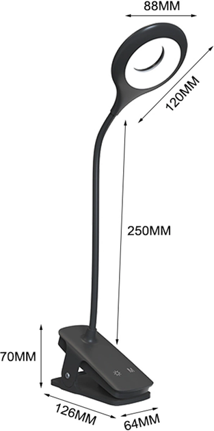 Lampa stołowa Wozinsky WLBK-01 LED Black (5907769384059) - obraz 2
