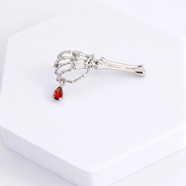 Брошь-значок унисекс BROCHE бижутерия Медицина Анатомия Кисть с каплей серебристая BRGV113311 - изображение 2