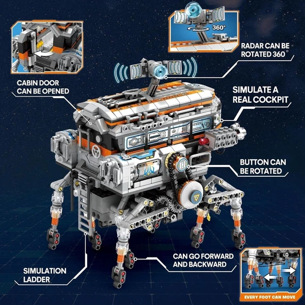 Конструктор Reobrix Космічна наукова станція крокуючий планетохід на радіокеруванні (99003) [171532] - зображення 8