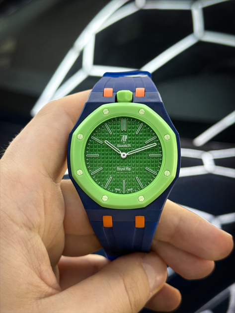 Наручные часы в стиле Audemars Piguet Swatch Royal Pop механика Зеленые - изображение 9