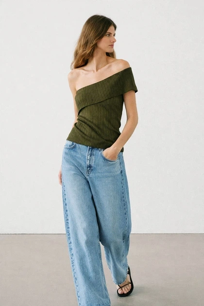 Майка massimo dutti на одне плече кольору хакі 6240936502 M - Фото 2 Майка massimo dutti на одне плече кольору хакі 6240936502 M - изображение 2