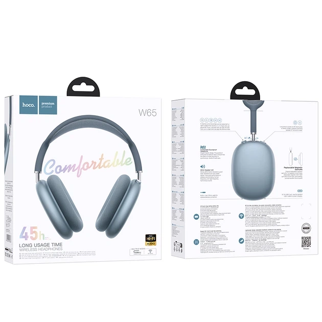 Беспроводные наушники с активным шумоподавлением HOCO W65 Plus Happy ANC BT headphones полноразмерная Bluetooth-гарнитура Синий - изображение 3