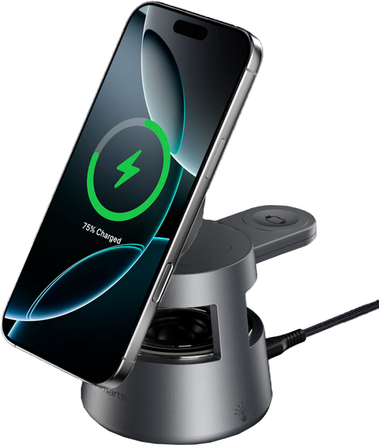Зарядна станція 4smarts Qi2 Ladestation Aura Sound Black (4252011910625) - зображення 2