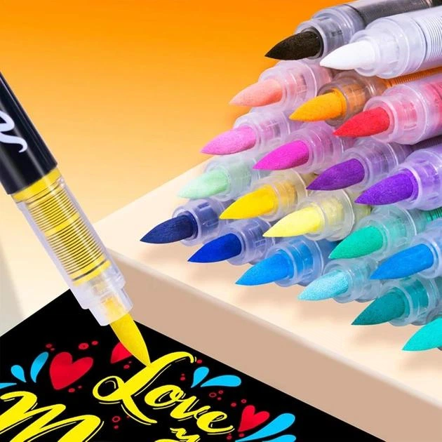 Набір акрилових маркерів із пензлевим наконечником ACRYLIC BRUSH MARKER, 60 кольорів, DMX-2025A-60 - Фото 5 Набір акрилових маркерів із пензлевим наконечником ACRYLIC BRUSH MARKER, 60 кольорів, DMX-2025A-60 - зображення 5