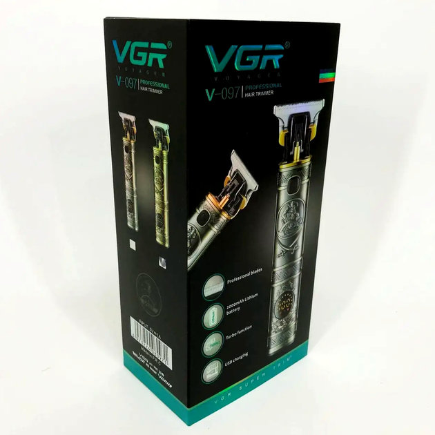 Триммер VGR V-097 Gold для стрижки волос и бороды с 4 насадками и аккумулятором на 400 минут работы - изображение 8