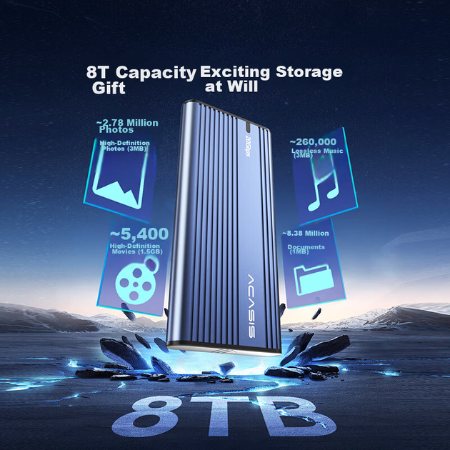 Корпус для внешнего SSD-накопителя Acasis M.2 NVMe/SATA с двумя протоколами USB 3.2 Gen2 20 Гбит/с, совместимый с Thunderbolt, для Apple iPhone 17. - изображение 10