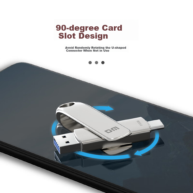 Флеш-накопитель DM Daimai 512 ГБ Type-C USB3.2 для Android-смартфонов, металлический корпус PD189, двухинтерфейсный, высокоскоростной, для телефонов и компьютеров. - изображение 5