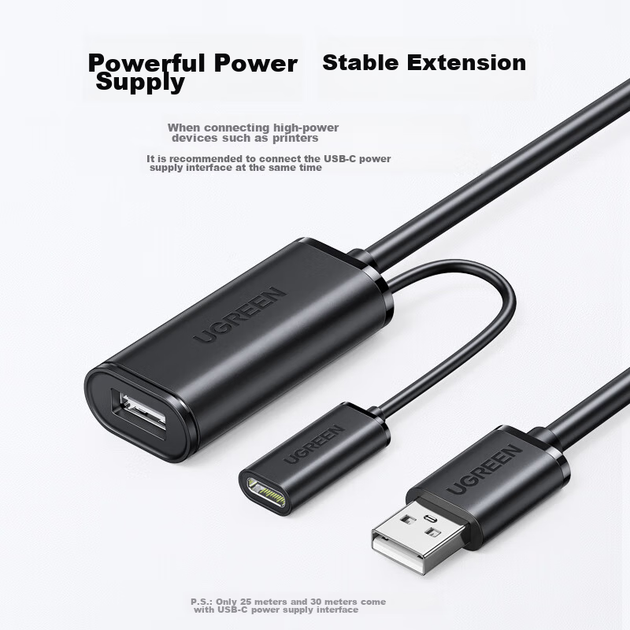 Подовжувач/адаптер UGREEN USB 2.0, кабель передачі даних типу "тато-жіночий", кабель-подовжувач для бездротової мережевої карти, принтера, камери з підсилювачем сигналу, інженерного класу, 30 метрів, 10326 - Фото 3 Подовжувач/адаптер UGREEN USB 2.0, кабель передачі даних типу "тато-жіночий", кабель-подовжувач для бездротової мережевої карти, принтера, камери з підсилювачем сигналу, інженерного класу, 30 метрів, 10326 - зображення 3