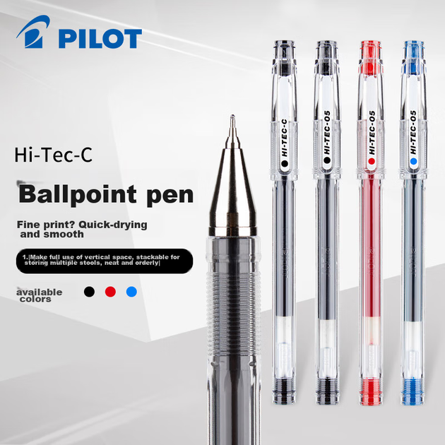 Ручки гелевые PILOT HI-TEC-C BLLH-20C3 0.3 мм черные, 12 шт - изображение 10