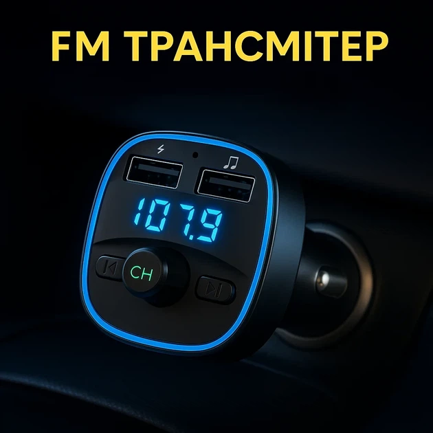 FM модулятор T25 Bluetooth 3в1 автомобільний трансмітер MP3 USB MicroSD Handsfree для прикурювача - изображение 3