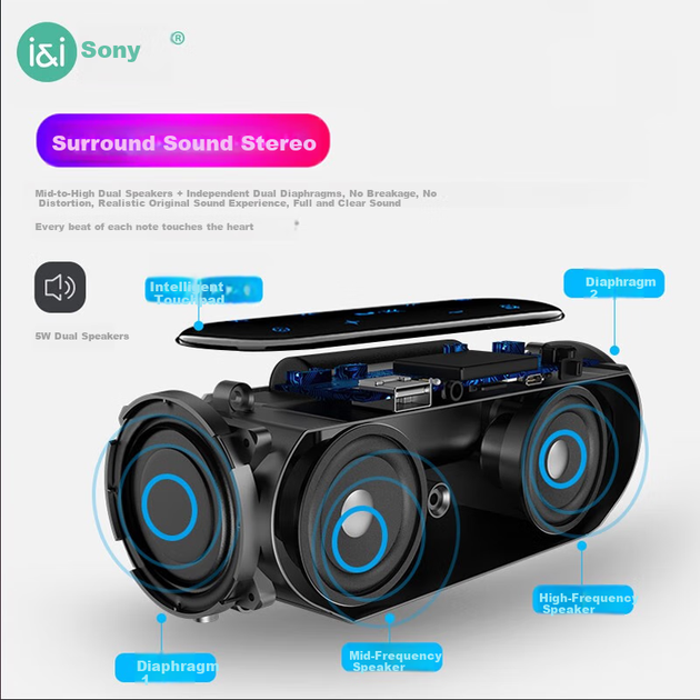 Портативная колонка Soaiy S69 с функцией FM-радио 10W Blue - Фото 3 Портативная колонка Soaiy S69 с функцией FM-радио 10W Blue - изображение 3