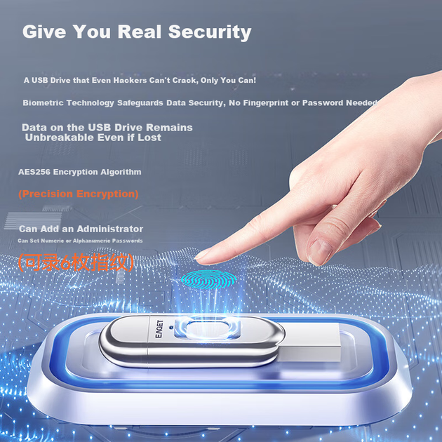 USB-накопичувач EAGET 256 ГБ типу C USB 3.0 із зашифрованим відбитком пальця, подвійний інтерфейс FU68 для телефону та комп'ютера, подвійне використання, високошвидкісний флеш-накопичувач із захистом конфіденційності - зображення 5