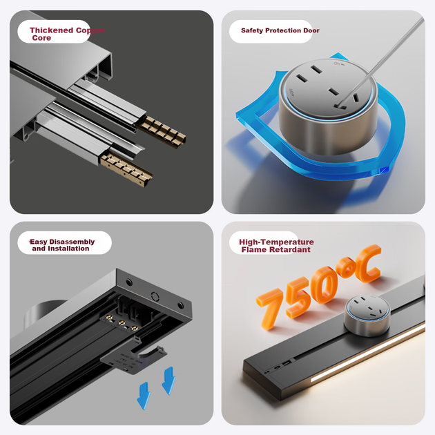 Світильник трековий CHIGO світлодіодний з датчиком та розетками USB та Type-C, 50 см, чорний - зображення 11