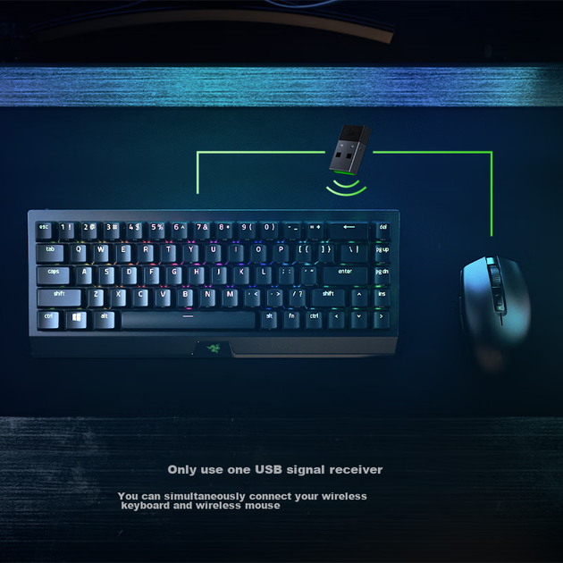 Беспроводная клавиатура Razer BlackWidow V3 Mini Spectre, механическая игровая клавиатура, 68 клавиш, беспроводная Bluetooth-клавиатура, RGB-подсветка, желтые переключатели. - изображение 9