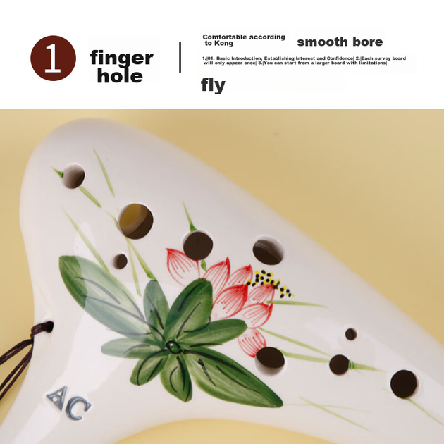 Окарина Feng Ya 12-дырочная, строй AC, средняя до, с настройкой и нотами, голландский стиль - Фото 5 Окарина Feng Ya 12-дырочная, строй AC, средняя до, с настройкой и нотами, голландский стиль - изображение 5