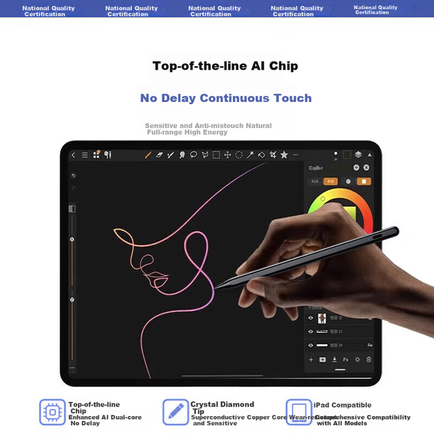 Стилус KOVOL [бренд США], сумісний з планшетом OPPO Pencil2, сенсорний стилус для Pad3pro/Pad3/Pad2/Pad2Pro/Air Capacitive Stylus - зображення 9