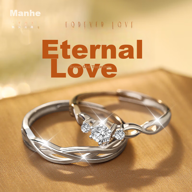 Парные кольца MANHE из серебра S925 с фианитами, для помолвки и свадьбы, женское и мужское - Фото 7 Парные кольца MANHE из серебра S925 с фианитами, для помолвки и свадьбы, женское и мужское - изображение 7