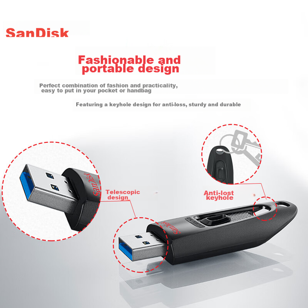 Флеш память USB SANDISK Ultra CZ48 512GB USB 3.2 Gen1 Black - Фото 4 Флеш память USB SANDISK Ultra CZ48 512GB USB 3.2 Gen1 Black - изображение 4