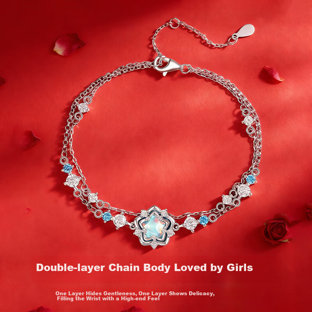 Серебряный браслет Sino Gem Ocean Heart с двойным слоем камня, роскошный подарок для женщин на годовщину свадьбы (2026), новый подарок на день рождения для девушки. - Фото 6 Серебряный браслет Sino Gem Ocean Heart с двойным слоем камня, роскошный подарок для женщин на годовщину свадьбы (2026), новый подарок на день рождения для девушки. - изображение 6